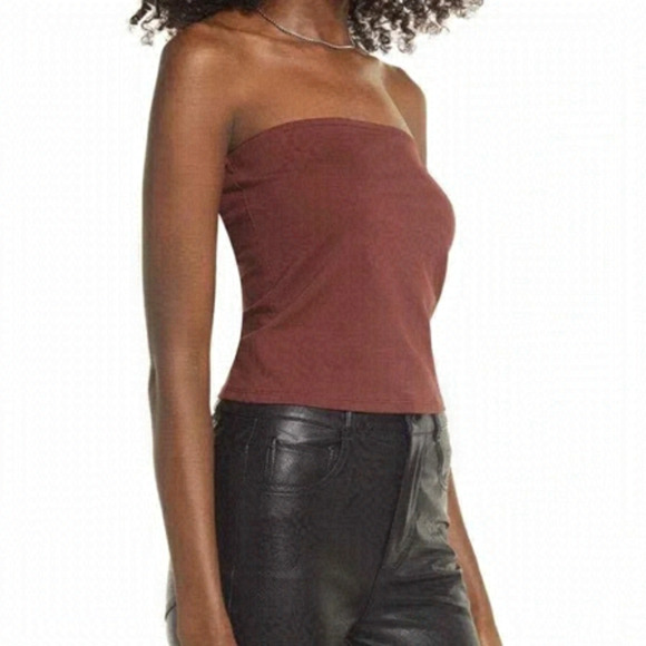 πΈ Nordstrom Open Edit Tube Top Rayon Blend Jersey Milk Chocolate Brown Tank - Picture 9 of 11